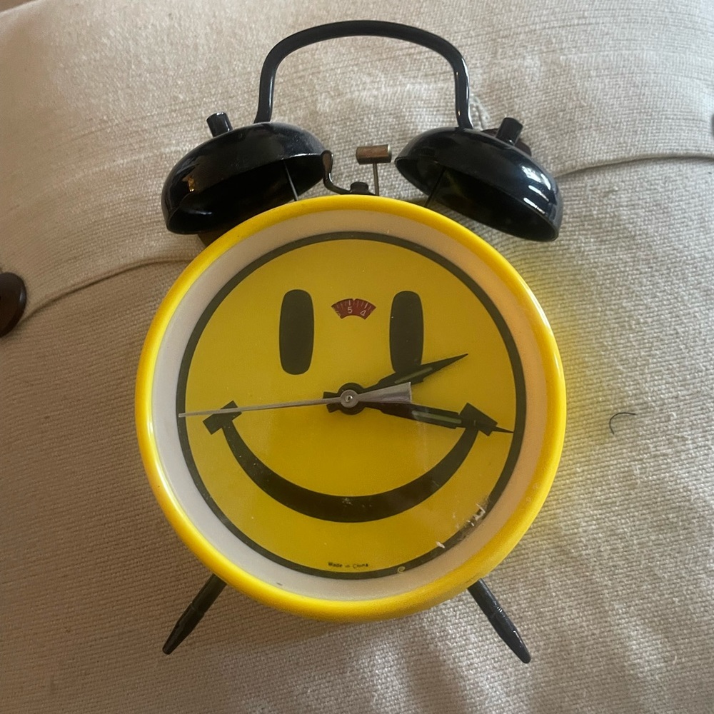 Vintage smiley face alarm clock